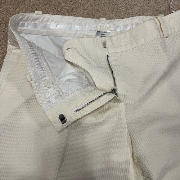 Chloe white ribbed, wide legged cuffed pants Sz T42 (US size 10) - Picture 10 of 10